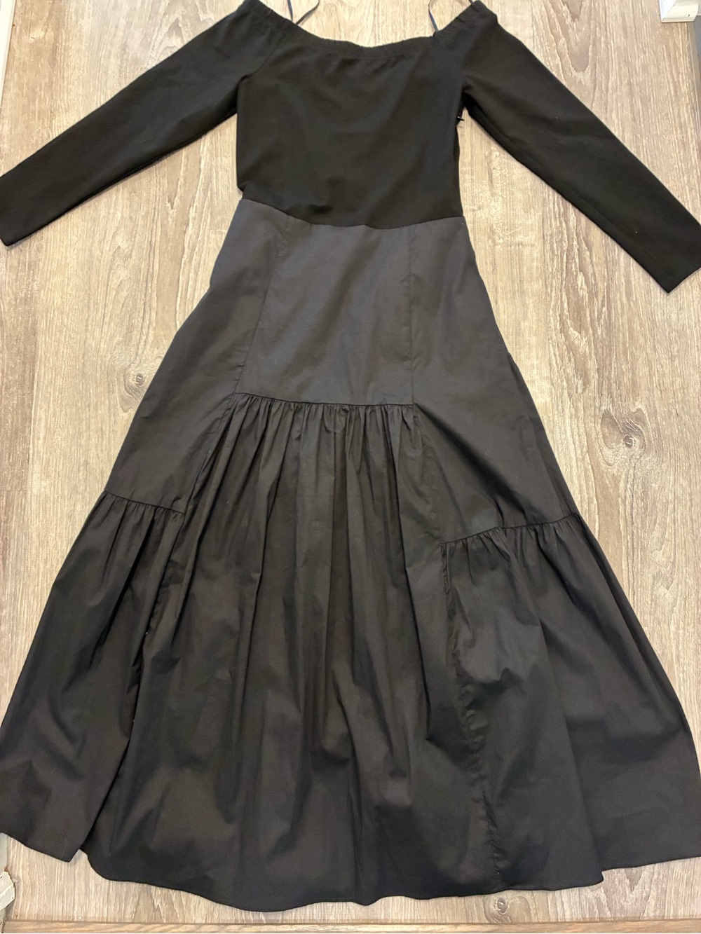 Tuckernuck Black Marissa Midi Dress Fit and Flare Off-the-Shoulder sz S - Picture 10 of 12
